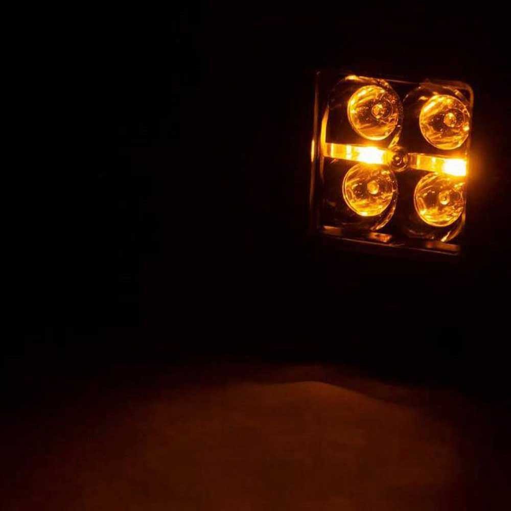 Luci LED 2" quadrate ambra DRL spot Rough Country Black Series - Autoricambi4x4