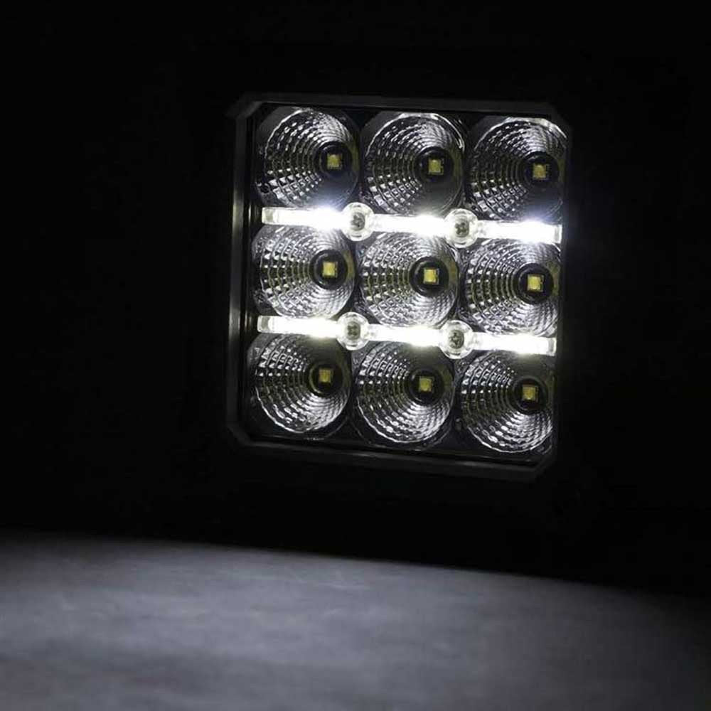 Luci LED 4" quadrate bianche DRL Rough Country Chrome Series - Autoricambi4x4