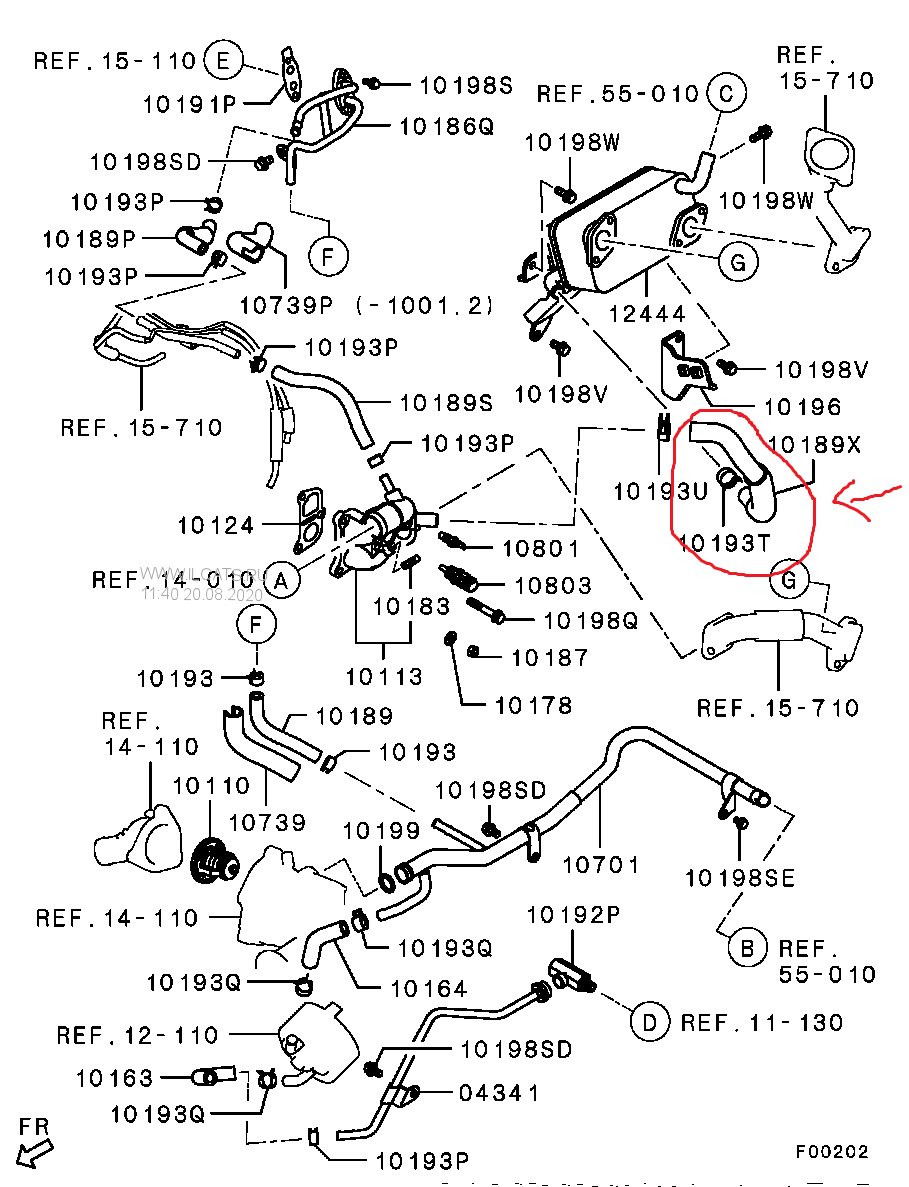 MANICOTTO RAFFREDDAMENTO MITSUBISHI L200 2.5 DI - D KB4T DAL 2006 (ORIGINALE) - Autoricambi4x4