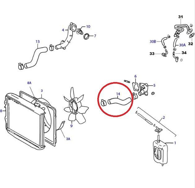 MANICOTTO SUPERIORE RADIATORE TOYOTA LAND CRUISER KZJ90 - KZJ95/ 4 RUNNER/ HILUX 3.0 (ORIGINALE) - Autoricambi4x4