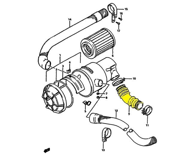 MANICOTTO /TUBO FILTRO ARIA SUZUKI SJ410/ SAMURAI/ SANTANA - Autoricambi4x4