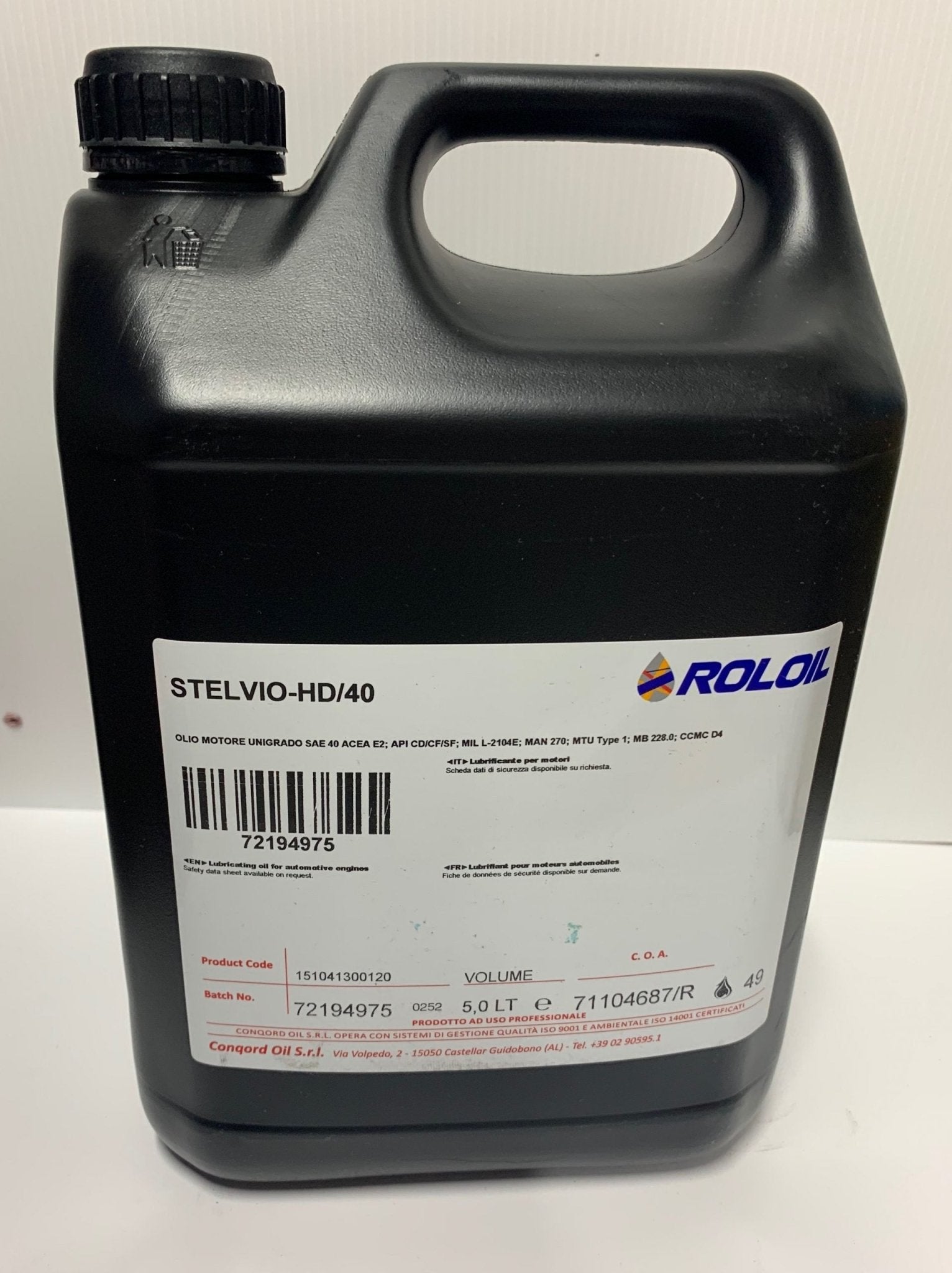 OLIO MOTORE ROLOIL STELVIO - HD/40 lt.5 - Autoricambi4x4