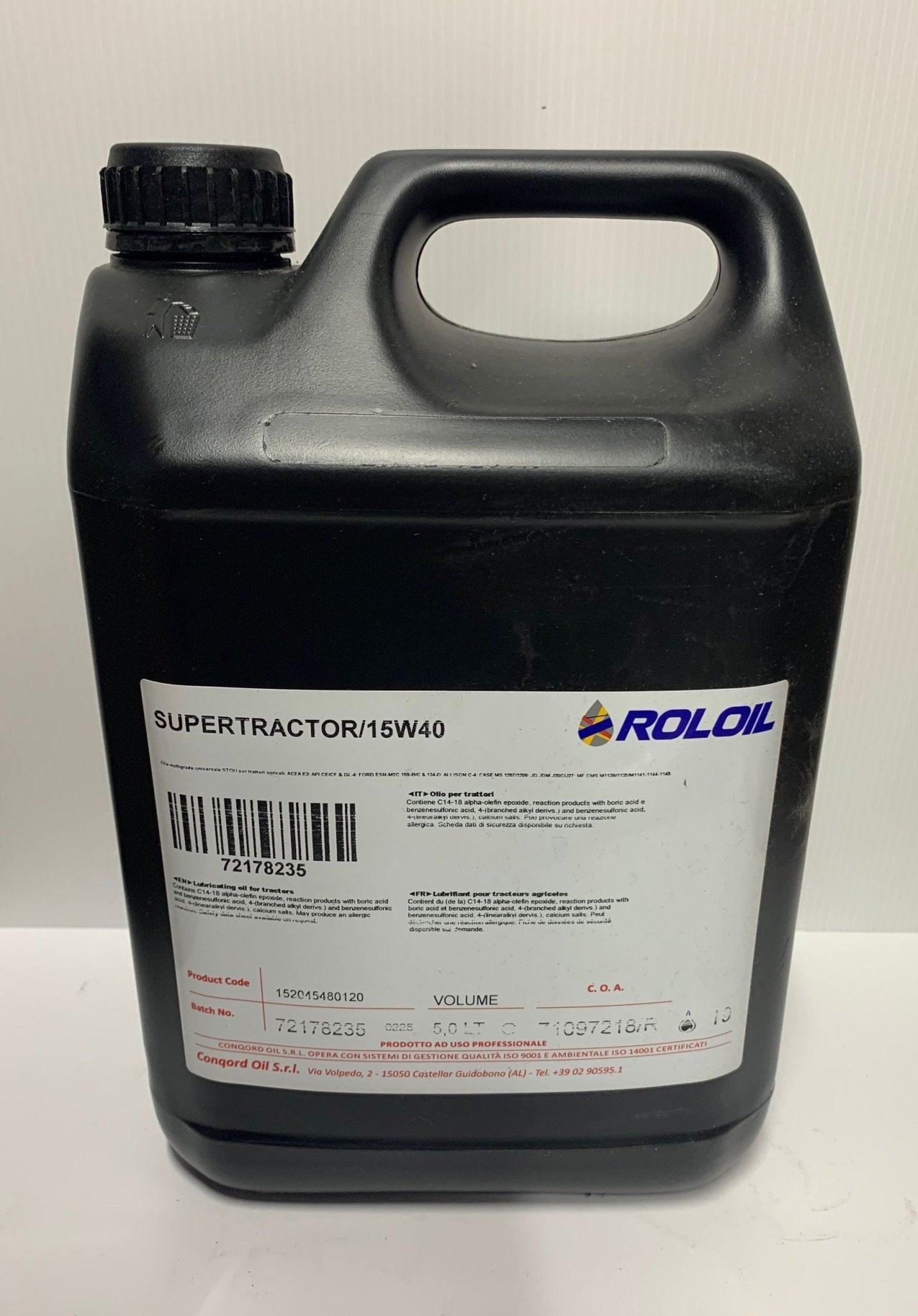 OLIO MULTIGRADO UNIVERSALE PER TRATTORI ROLOIL SUPERTRACTOR 15W40 lt.5 - Autoricambi4x4