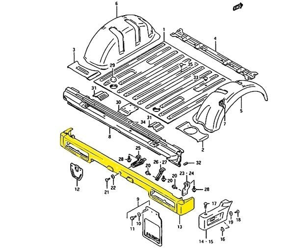 PARAURTI POSTERIORE SUZUKI SJ413/ SAMURAI/ SANTANA - Autoricambi4x4