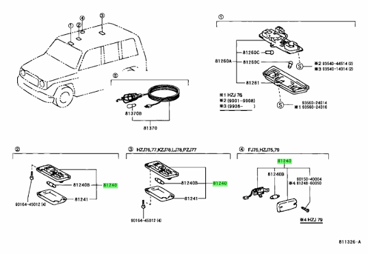 PLAFONIERA INTERNA TOYOTA LJ70 / KZJ70 (ORIGINALE) - Autoricambi4x4