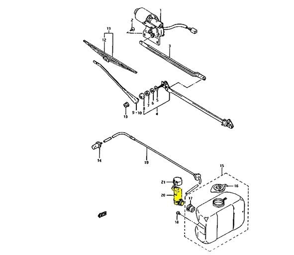 POMPA LAVAVETRI/ POMPETTA TERGICRISTALLI SUZUKI SJ410/ SJ413/ SAMURAI/ SANTANA - Autoricambi4x4