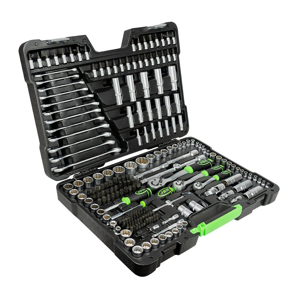 SET DI UTENSILI DA 216 PEZZI CON BUSSOLE A 12 LATI DA 1/4", 3/8" E 1/2" – FINITURA ZINCATA - Autoricambi4x4