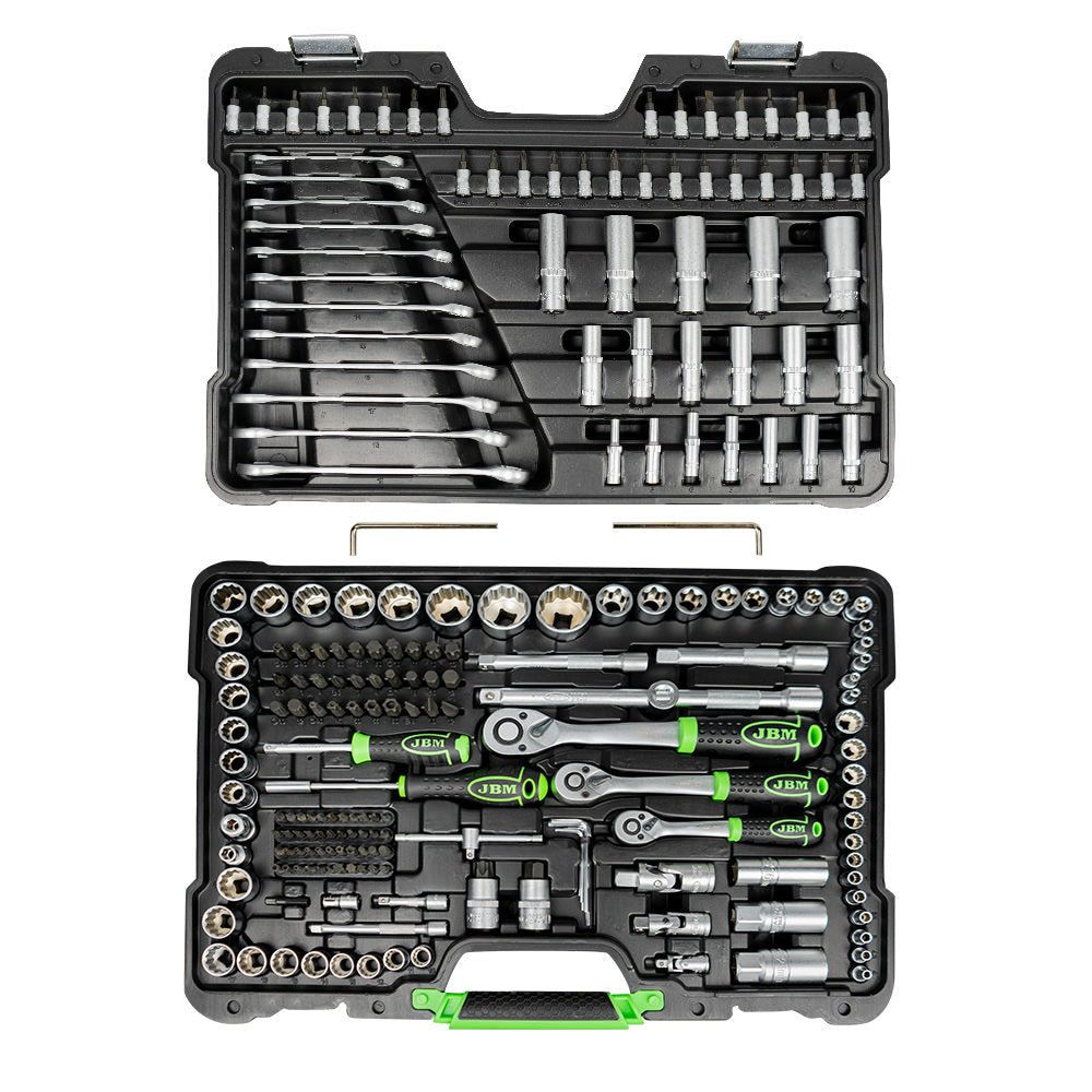 SET DI UTENSILI DA 216 PEZZI CON BUSSOLE A 12 LATI DA 1/4", 3/8" E 1/2" – FINITURA ZINCATA - Autoricambi4x4