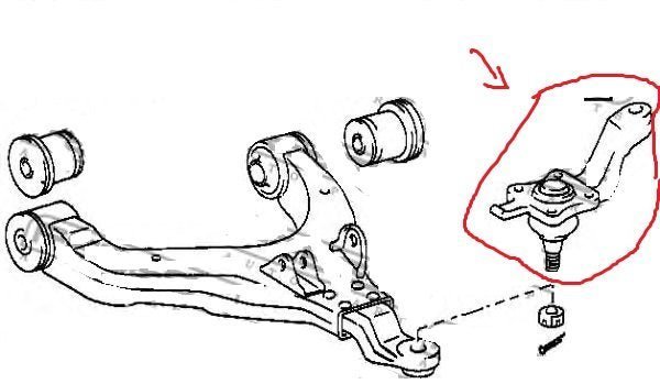 TESTINA BRACCIO SOSPENSIONE ANTERIORE INFERIORE SINISTRO TOYOTA LAND CRUISER KZJ90/ 4 RUNNER - Autoricambi4x4