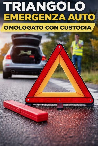 TRIANGOLO DI EMERGENZA AUTO OMOLOGATO - ALTA VISIBILITÀ CON CUSTODIA SALVASPAZIO - Autoricambi4x4
