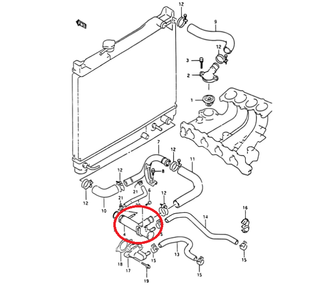TUBO INGRESSO ACQUA SUZUKI VITARA 16 VALVOLE (ORIGINALE) - Autoricambi4x4