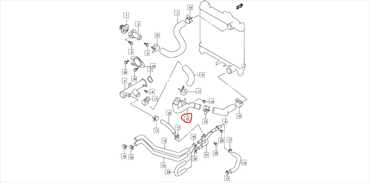 TUBO USCITA RADIATORE SUZUKI SJ413/ SAMURAI/ SANTANA 1.3/ JIMNY (ORIGINALE) - Autoricambi4x4